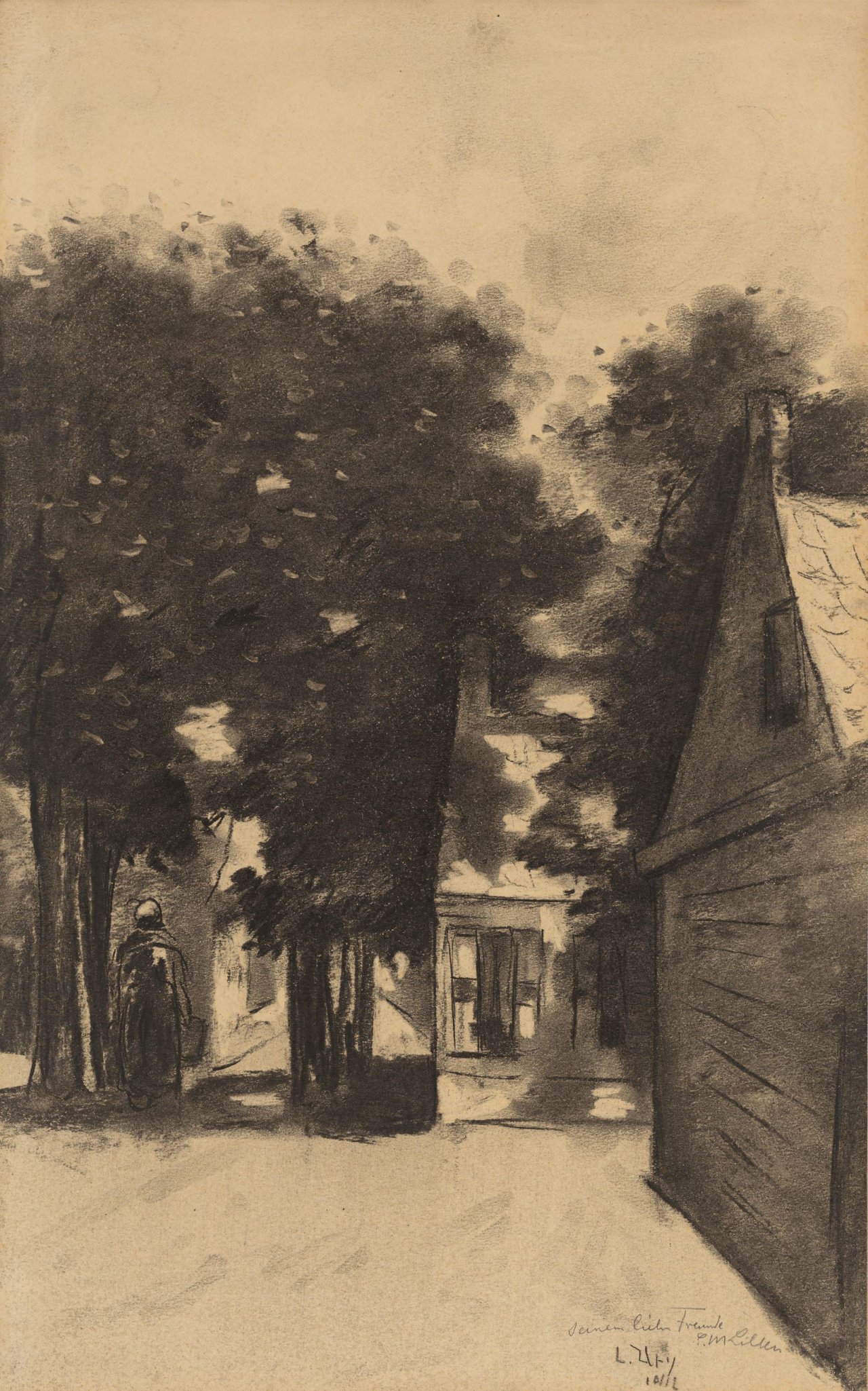 Auf diesem Bild ist das folgende Kunstwerk zu sehen: Lesser Ury. „Holländische Dorfstraße“. 1912.