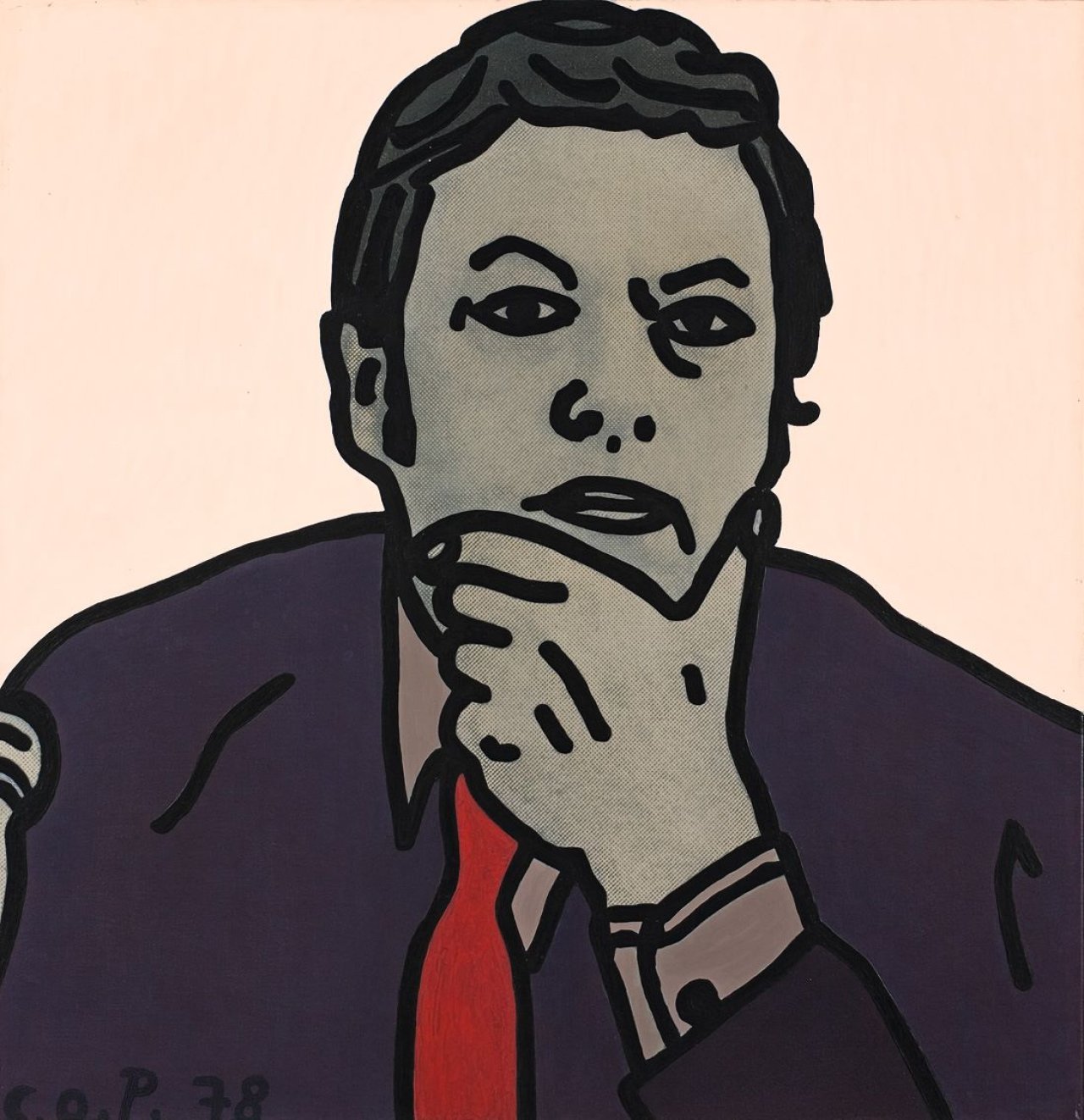 Auf diesem Bild ist das folgende Kunstwerk zu sehen: C.O. Paeffgen. Nachdenklich (Klaus Bölling). 1978.