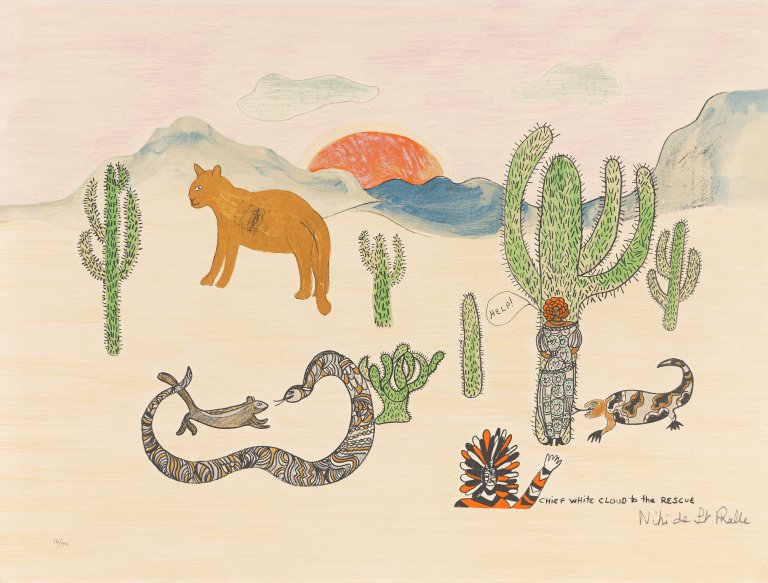 Auf diesem Bild ist das folgende Kunstwerk zu sehen: Niki de Saint Phalle. „Chief White Cloud to the Rescue“. 1976.