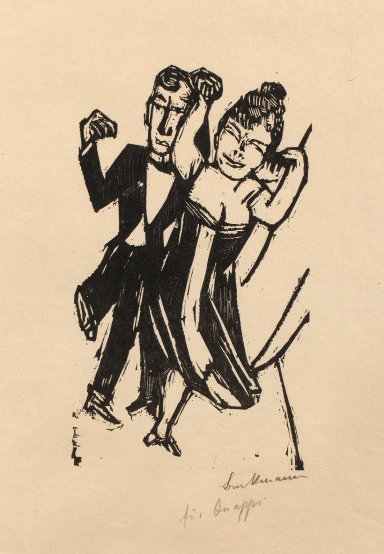 Auf diesem Bild ist das folgende Kunstwerk zu sehen: Max Beckmann. „Kleines tanzendes Paar“. 1923.