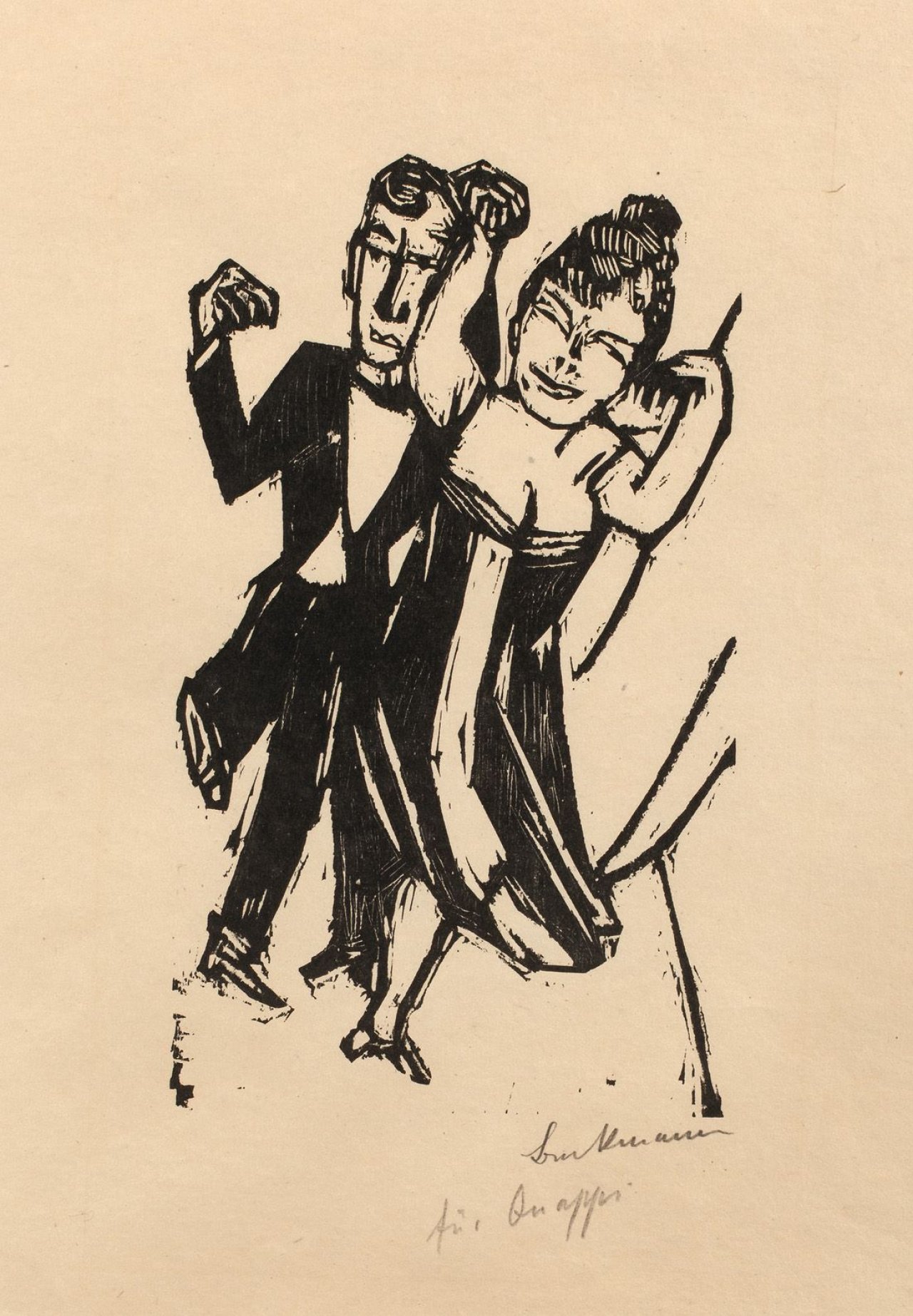Auf diesem Bild ist das folgende Kunstwerk zu sehen: Max Beckmann. „Kleines tanzendes Paar“. 1923.