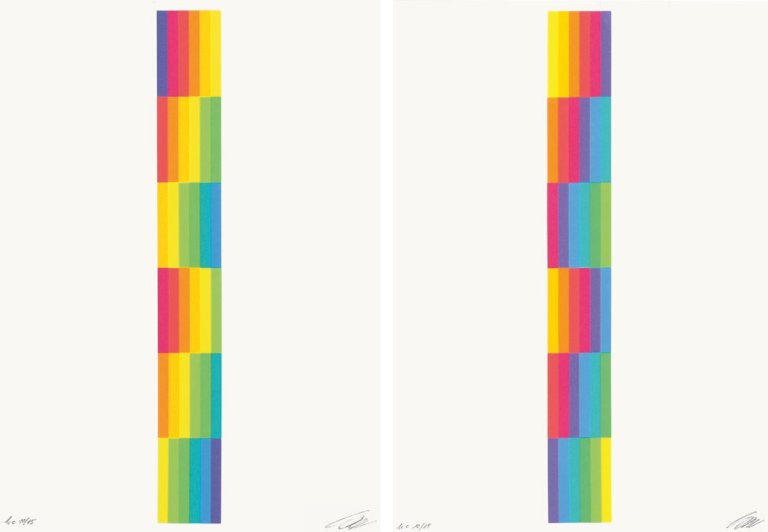 Auf diesem Bild ist das folgende Kunstwerk zu sehen: Richard Paul Lohse. „vier vertikale serielle strukturen“. 1980.