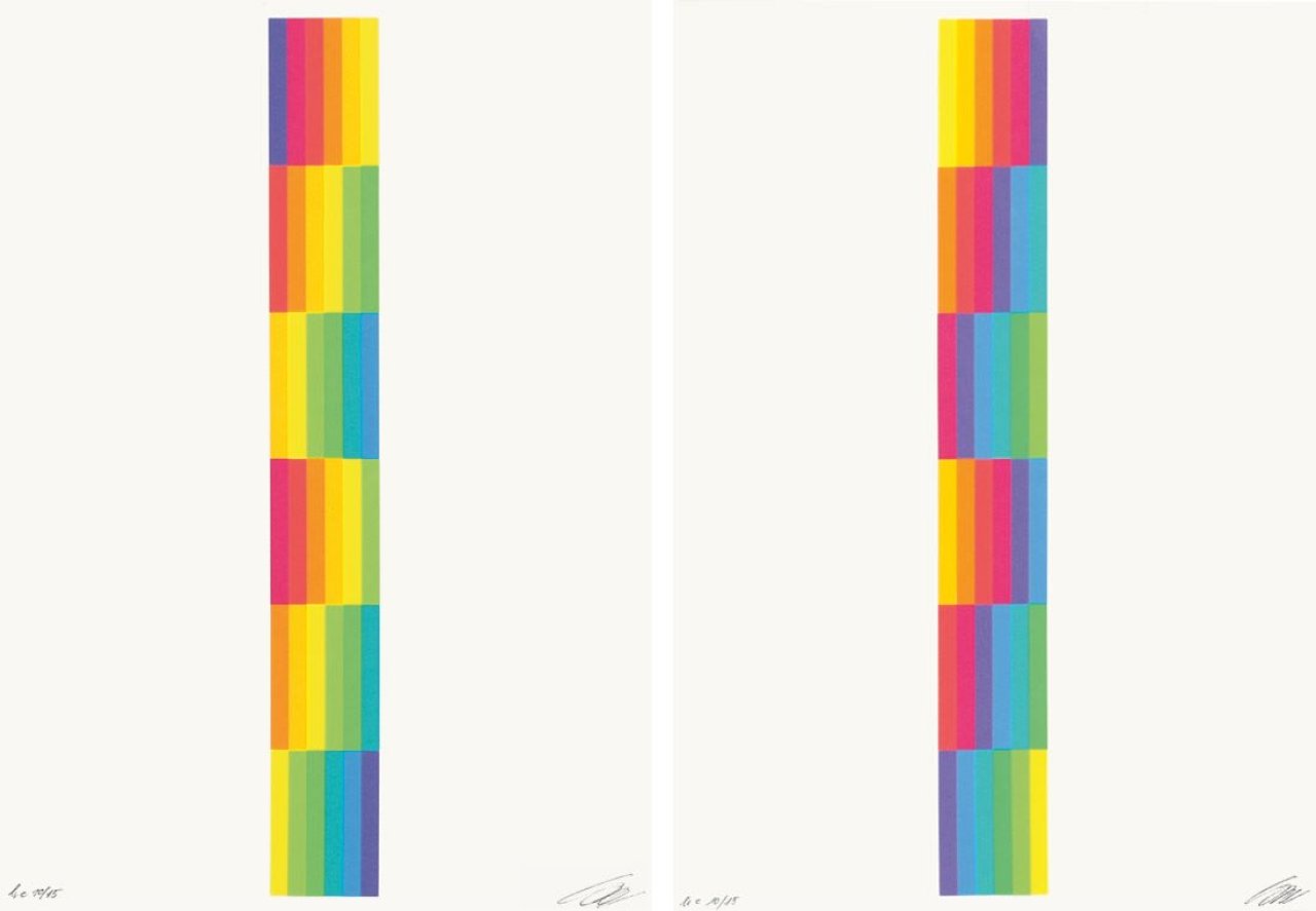 Auf diesem Bild ist das folgende Kunstwerk zu sehen: Richard Paul Lohse. „vier vertikale serielle strukturen“. 1980.