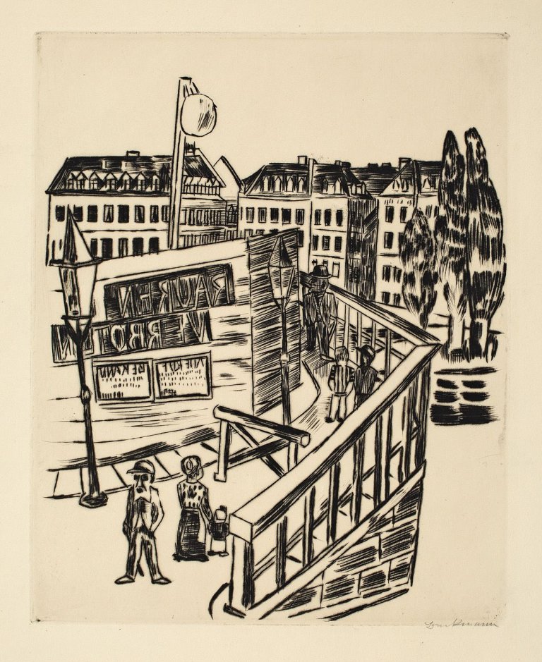 Auf diesem Bild ist das folgende Kunstwerk zu sehen: Max Beckmann. „Holzbrücke“. 1922.