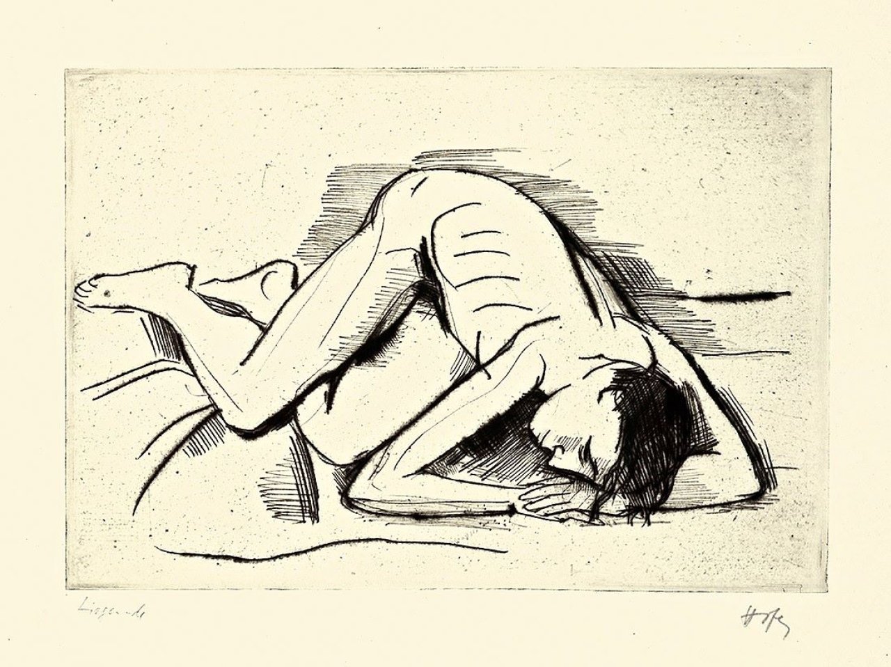 Auf diesem Bild ist das folgende Kunstwerk zu sehen: Karl Hofer. „Liegender männlicher Akt“.