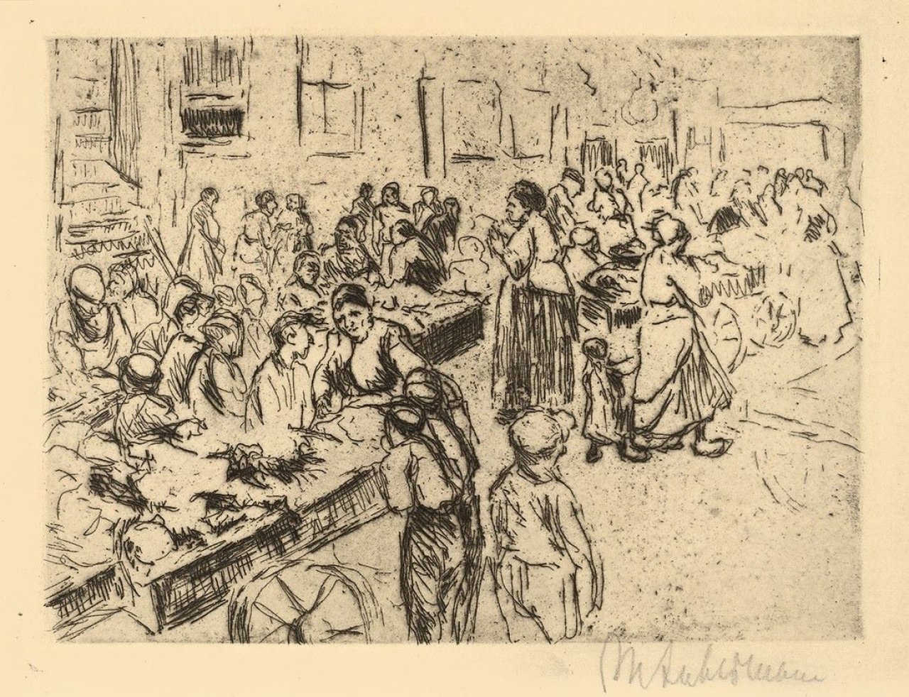 This picture shows the following artwork: Max Liebermann. „Aus dem Judenviertel in Amsterdam: Karrenhandel“. 1908.