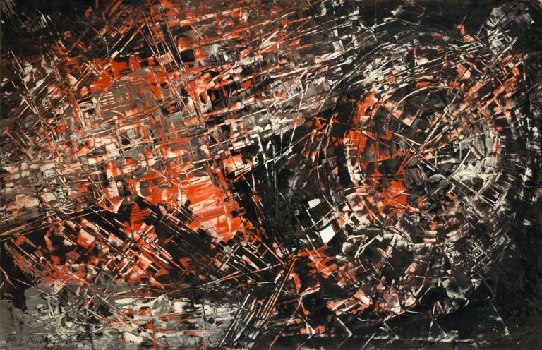 Auf diesem Bild ist das folgende Kunstwerk zu sehen: Fred Thieler. „I.M. 5/57“. 1957.