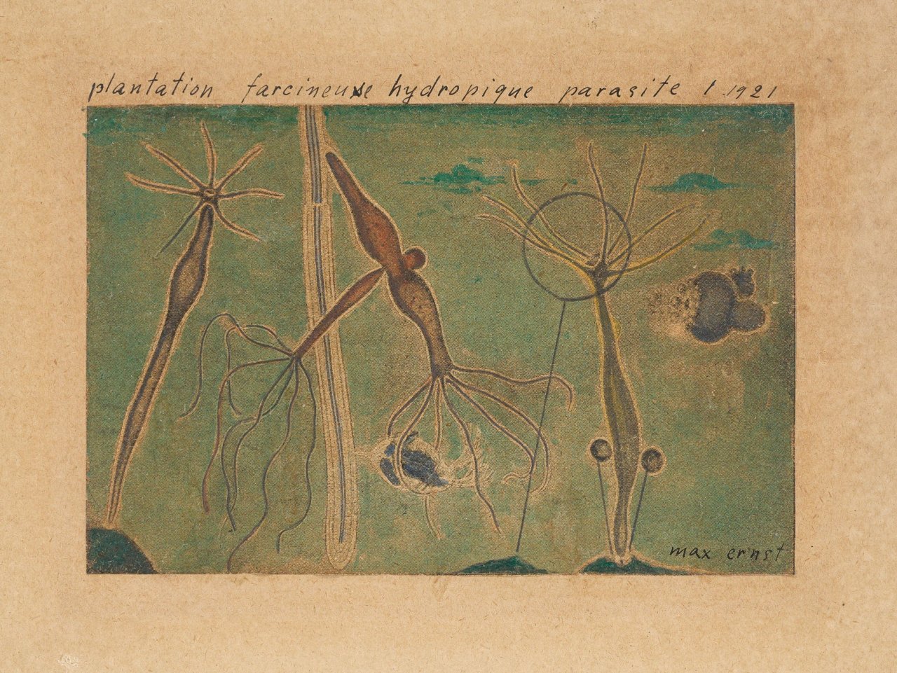Auf diesem Bild ist das folgende Kunstwerk zu sehen: Max Ernst. „Plantation farcineuse hydropique parasite“. 1921.