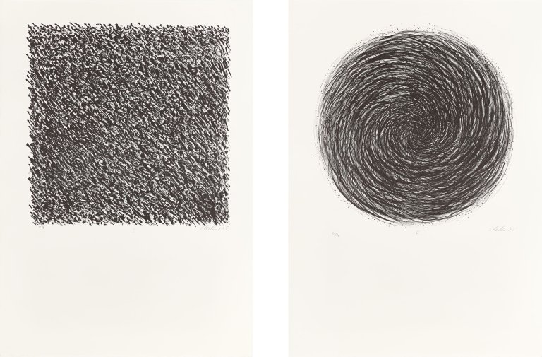 Auf diesem Bild ist das folgende Kunstwerk zu sehen: Günther Uecker. „Manuelle Strukturen“. 1975.