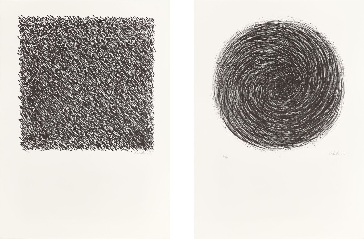 Auf diesem Bild ist das folgende Kunstwerk zu sehen: Günther Uecker. „Manuelle Strukturen“. 1975.