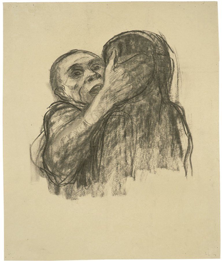 Auf diesem Bild ist das folgende Kunstwerk zu sehen: Käthe Kollwitz. „Tod wird als Freund erkannt“. Um 1934.
