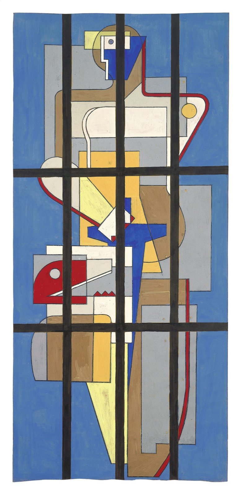 Auf diesem Bild ist das folgende Kunstwerk zu sehen: Willi Baumeister. „Entwurf für ein Fenster der Kirche ,Notre-Dame-du-Bon-Conseil‘ in Bagnes-Lourtier“. 1932.
