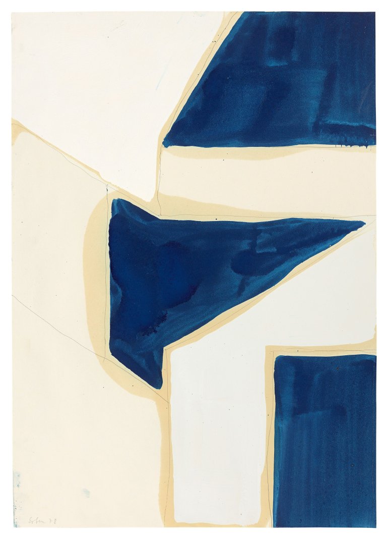 Auf diesem Bild ist das folgende Kunstwerk zu sehen: Ulrich Erben. Pariserblau (Interieur). 1978.