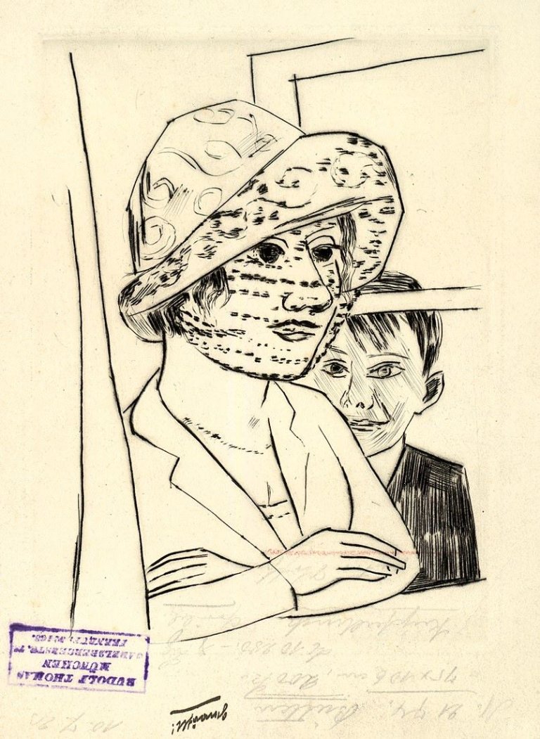 Auf diesem Bild ist das folgende Kunstwerk zu sehen: Max Beckmann. „Dame mit Knabe“. 1923.