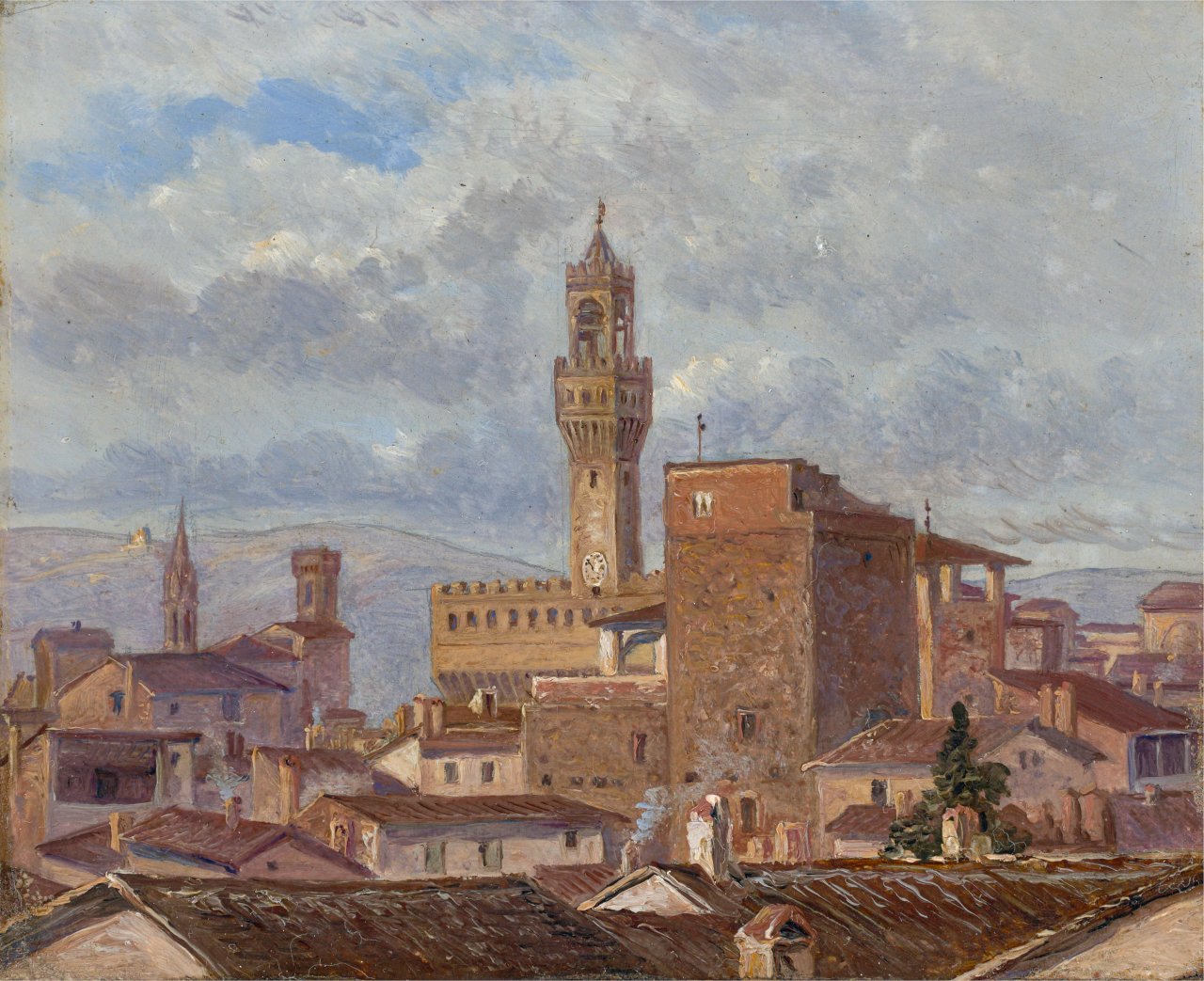 This picture shows the following artwork: Carl Gustav Carus. View of Florence with Palazzo Vecchio. 11 April 1841.