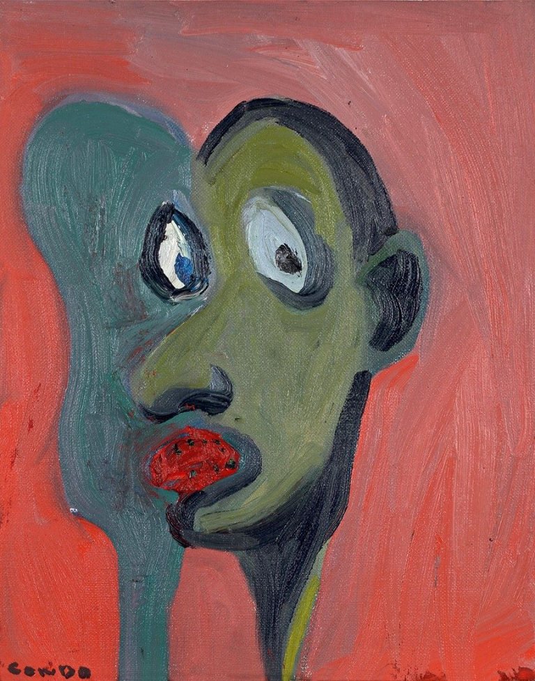 Auf diesem Bild ist das folgende Kunstwerk zu sehen: George Condo. „Red Portrait“. 1983.
