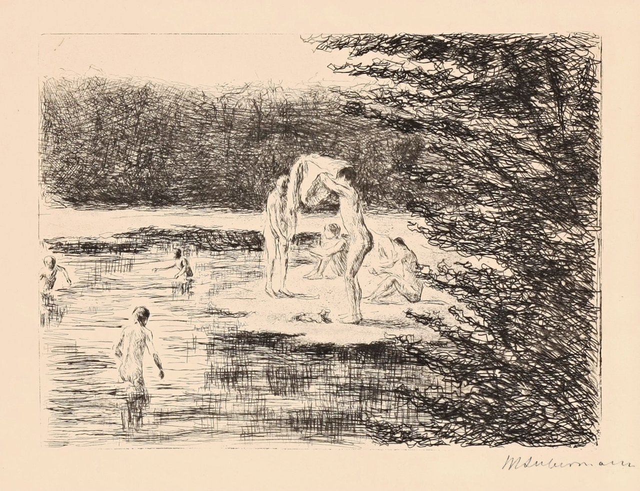 This picture shows the following artwork: Max Liebermann. „Badende Knaben“. 1896.