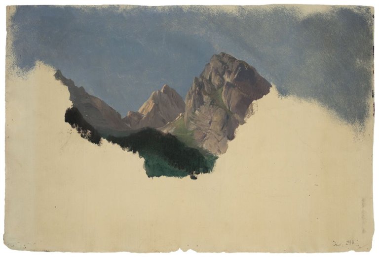 Auf diesem Bild ist das folgende Kunstwerk zu sehen: Carl Hummel. Berggipfel in Südtirol.