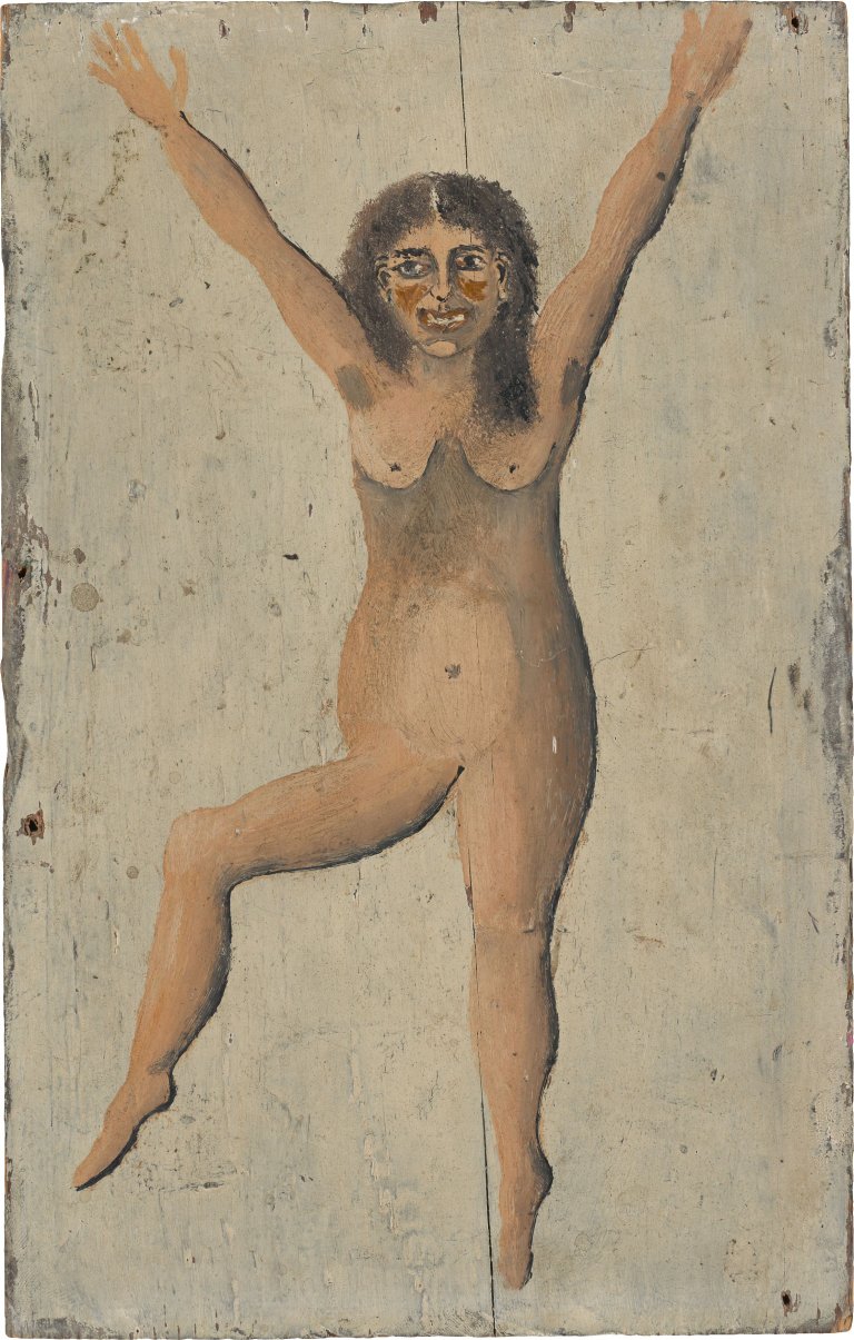 Auf diesem Bild ist das folgende Kunstwerk zu sehen: Adalbert Trillhaase. Nackte tanzende Frau. 1920er-Jahre.