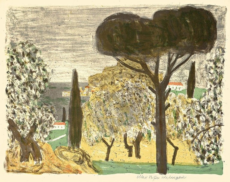 Auf diesem Bild ist das folgende Kunstwerk zu sehen: Max Peiffer Watenphul. „Italienische Landschaft (Cefalù)“. 1953.