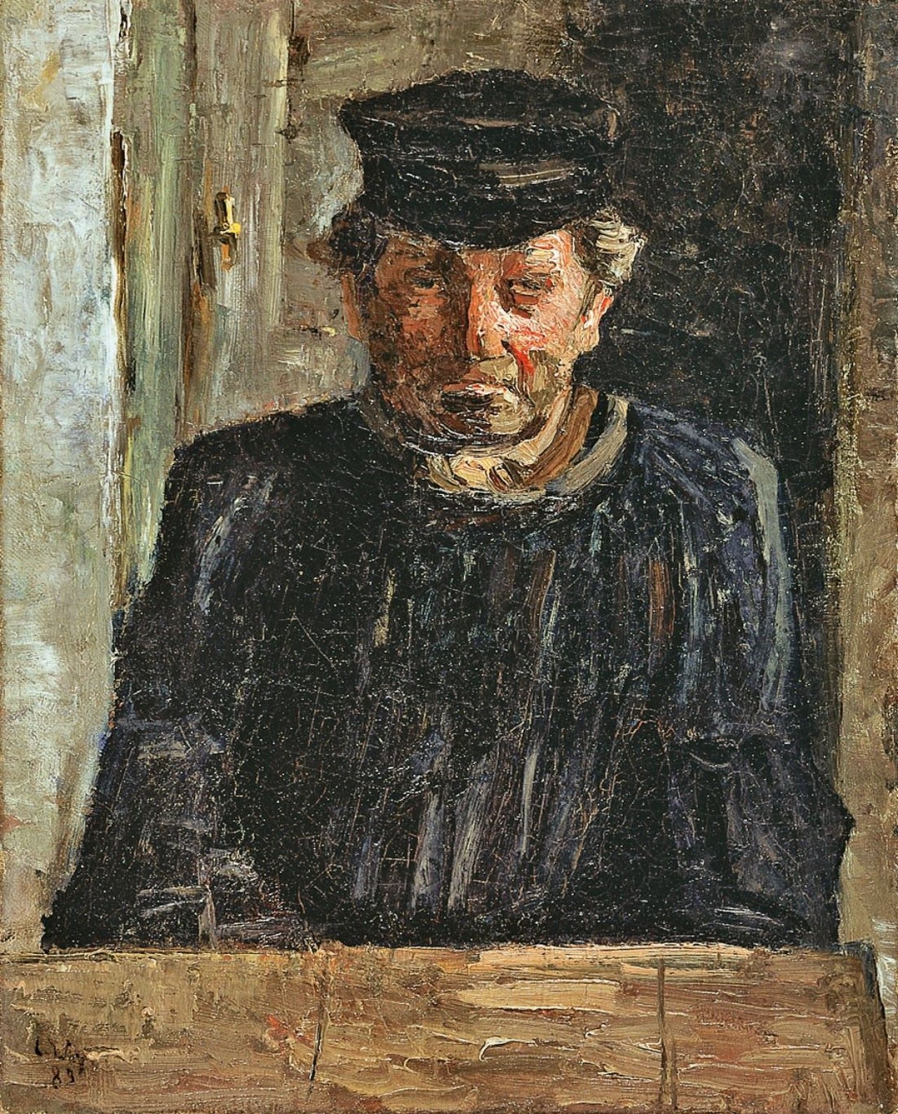Auf diesem Bild ist das folgende Kunstwerk zu sehen: Lesser Ury. Brustbild eines belgischen Arbeiters. 1883.