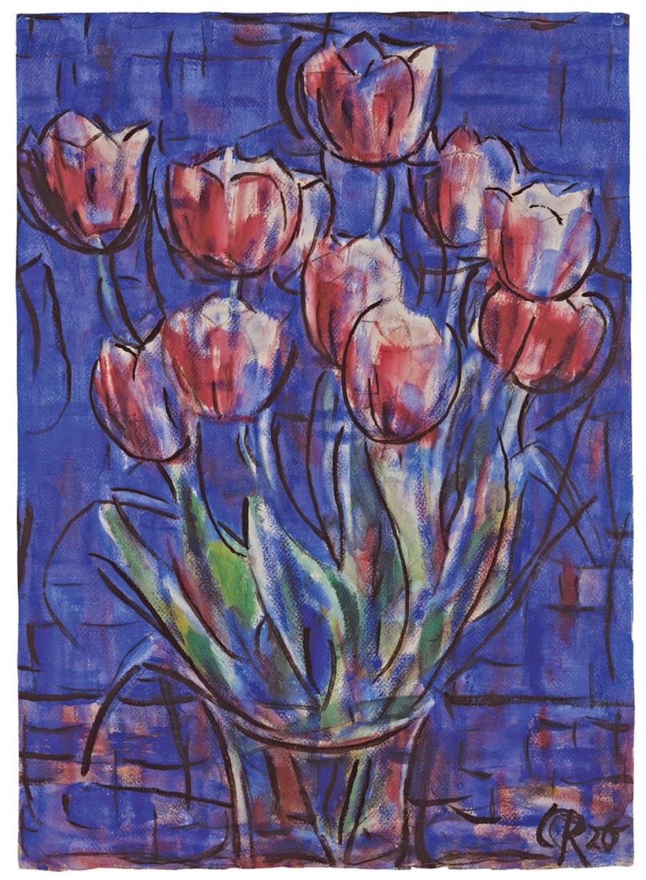 Auf diesem Bild ist das folgende Kunstwerk zu sehen: Christian Rohlfs. „Rote Tulpen“. 1926.