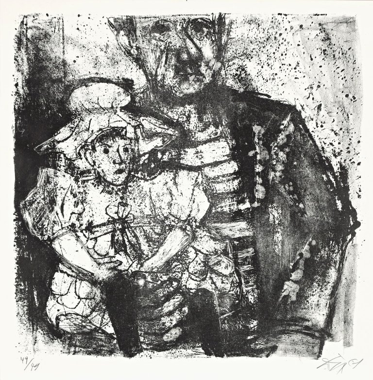 Auf diesem Bild ist das folgende Kunstwerk zu sehen: Otto Dix. „Seemann mit Kind“. 1961.