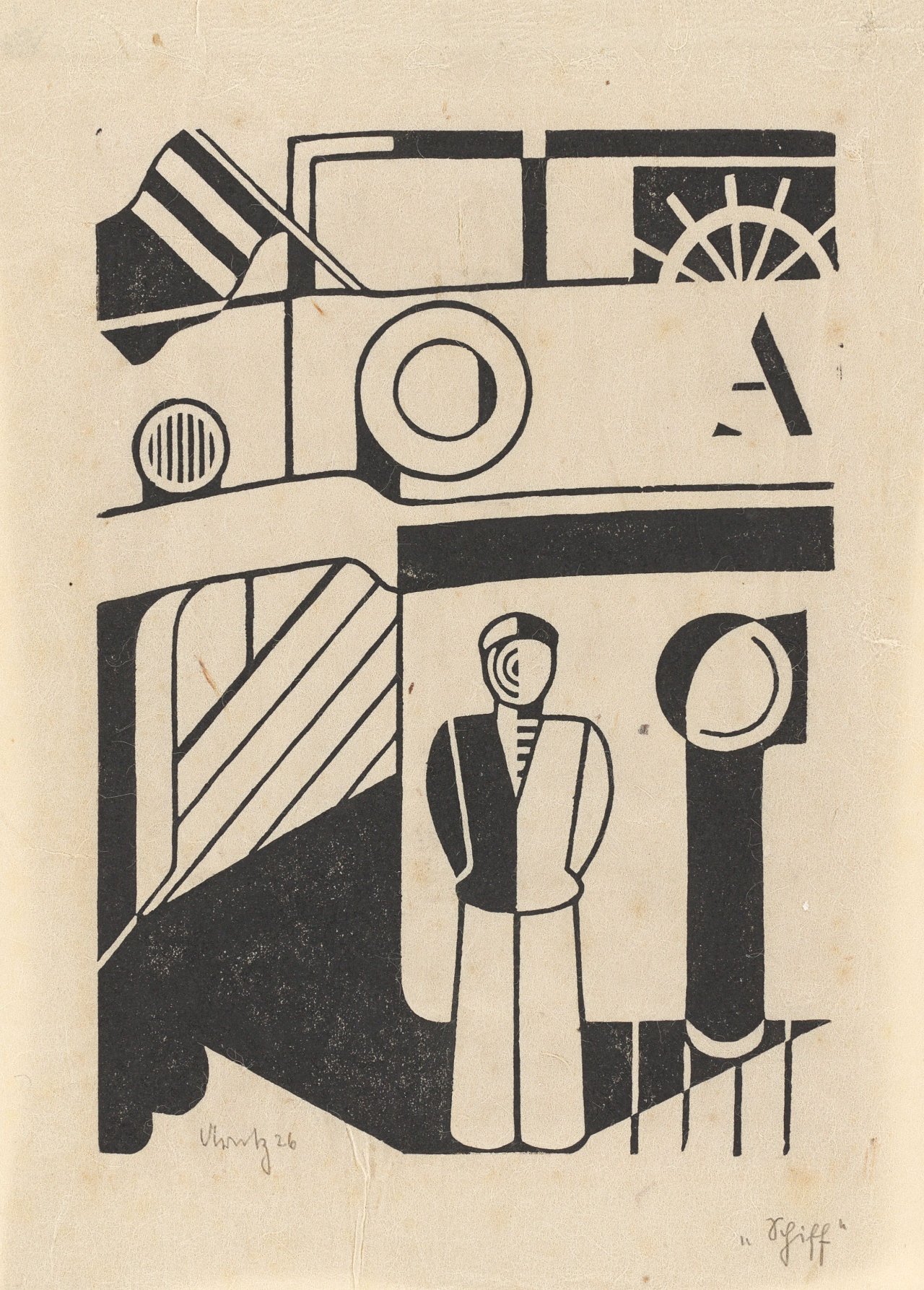 Auf diesem Bild ist das folgende Kunstwerk zu sehen: Gerd Arntz. „Schiff“. 1926.