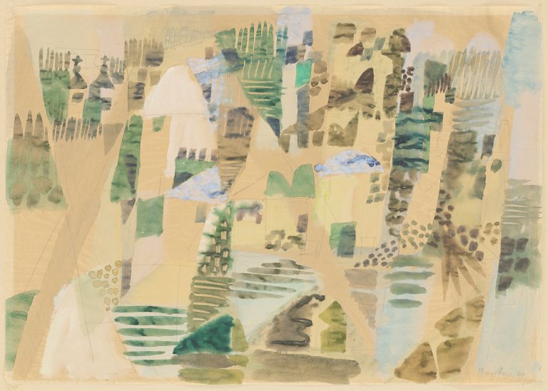 Auf diesem Bild ist das folgende Kunstwerk zu sehen: Eduard Bargheer. Landschaft. 1949.