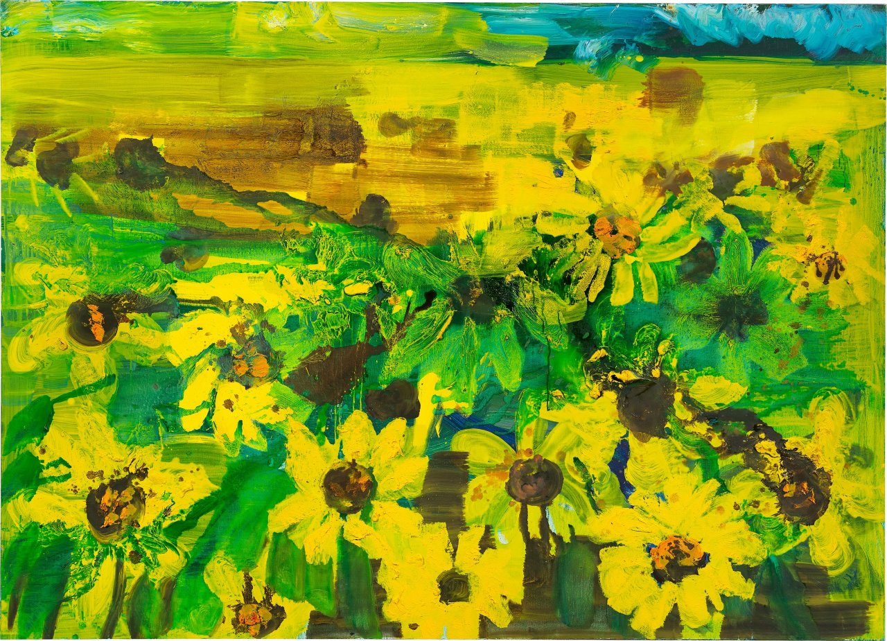 This picture shows the following artwork: Rainer Fetting. ”Sonnenblumenfeld”. 1995.