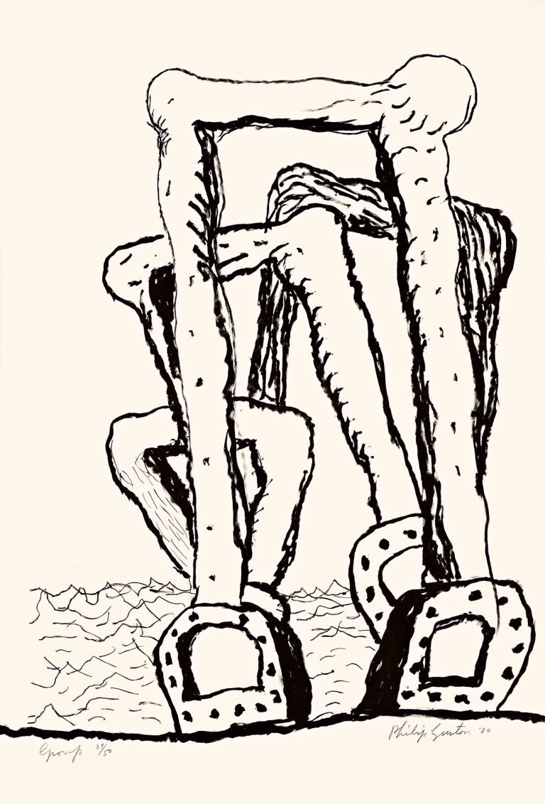 Auf diesem Bild ist das folgende Kunstwerk zu sehen: Philip Guston. „group“. 1980.