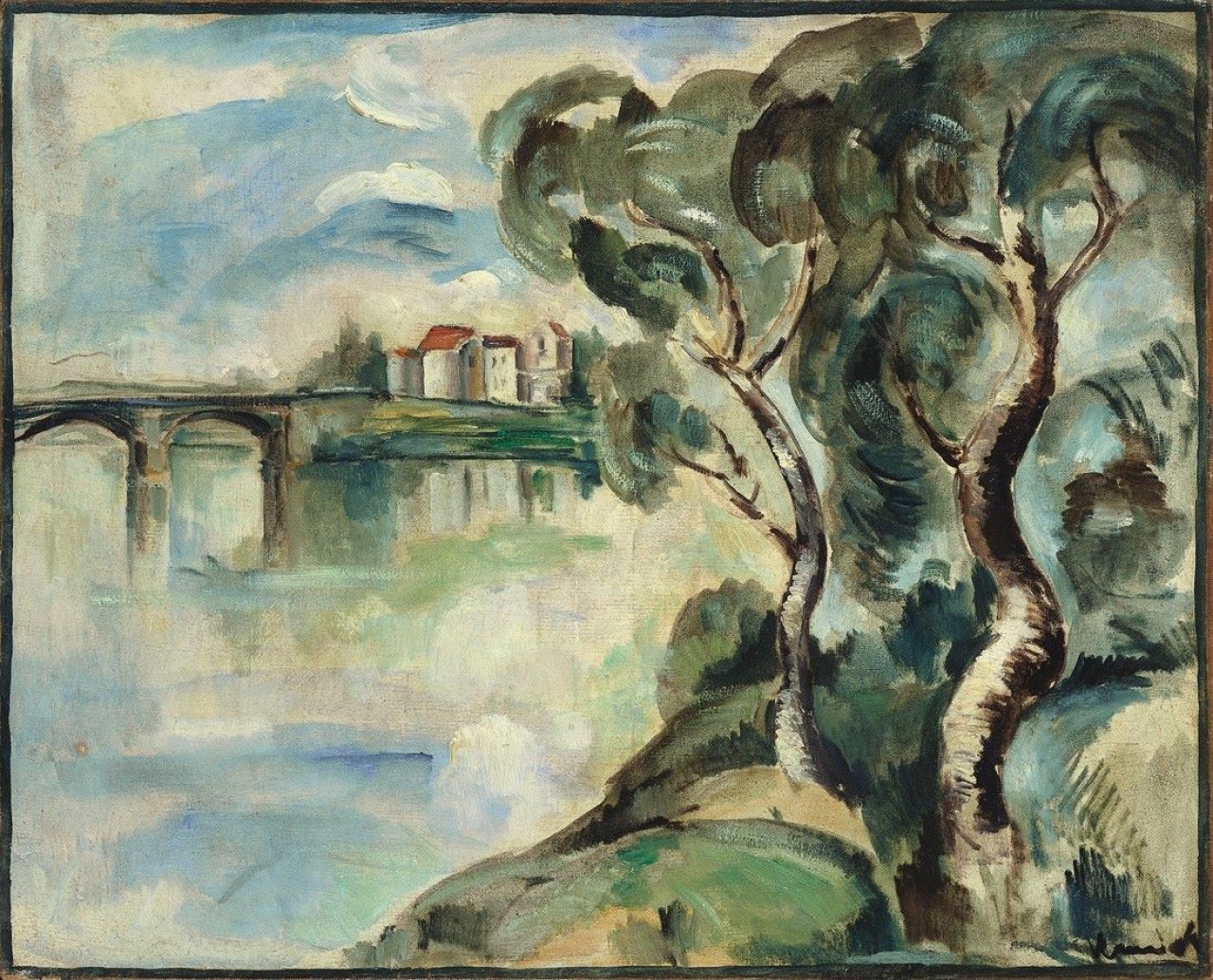 Auf diesem Bild ist das folgende Kunstwerk zu sehen: Maurice de Vlaminck. Flußlandschaft.