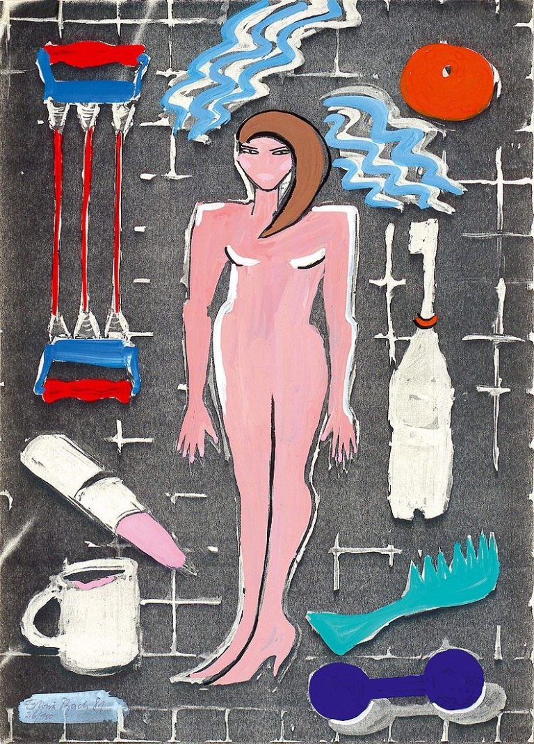 Auf diesem Bild ist das folgende Kunstwerk zu sehen: Elvira Bach. Weiblicher Akt. 1981.