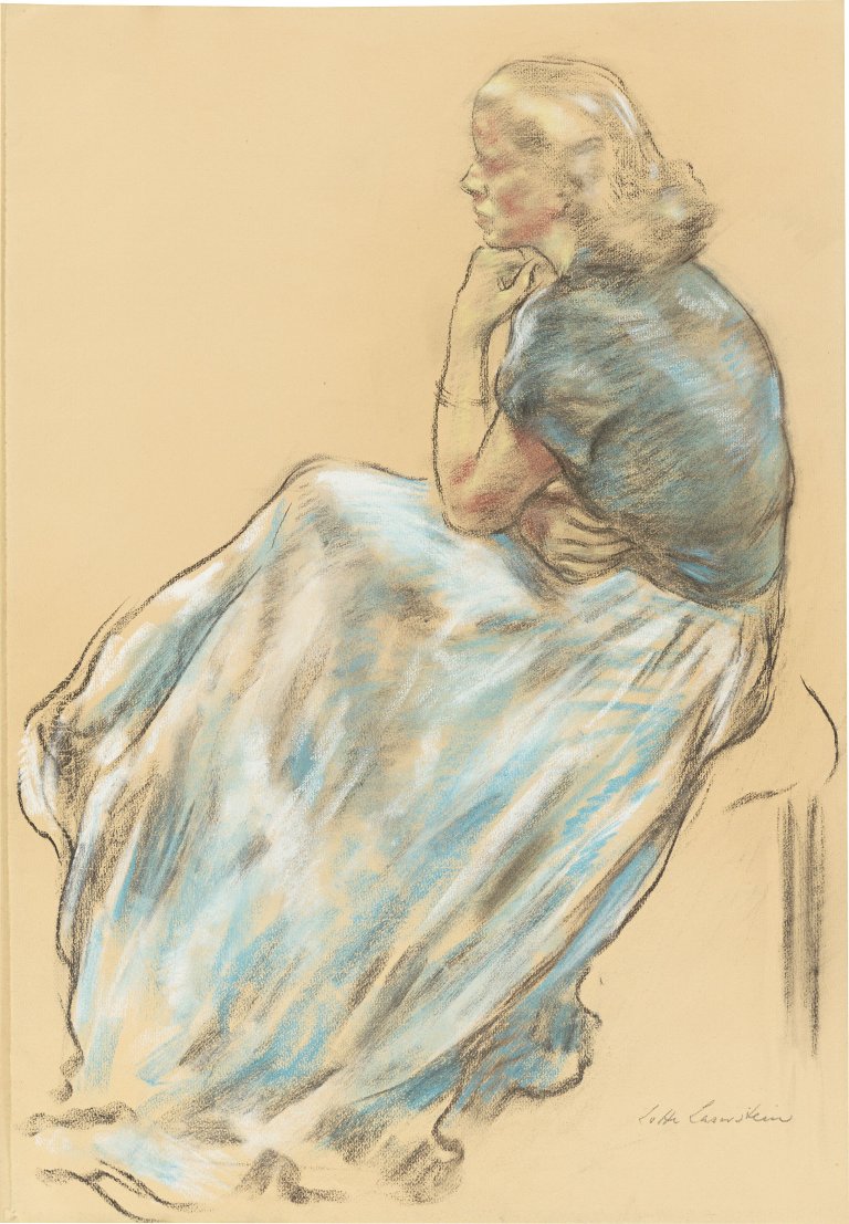 Auf diesem Bild ist das folgende Kunstwerk zu sehen: Lotte Laserstein. „Sitzende“. 1950er Jahre.