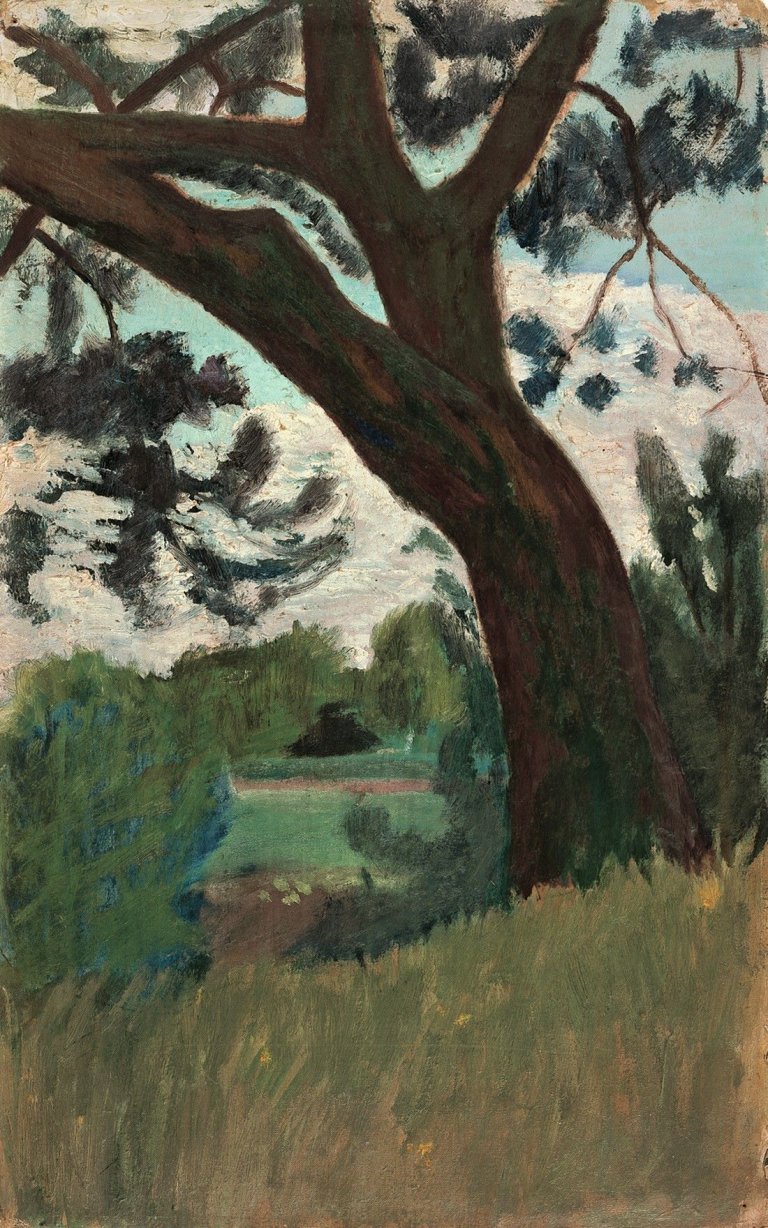 This picture shows the following artwork: Paula Modersohn-Becker. „Landschaft mit Föhre“. 1901.