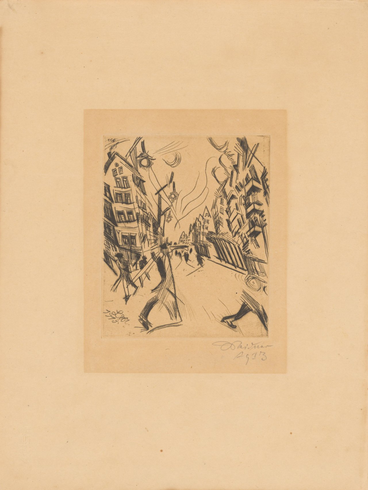 Auf diesem Bild ist das folgende Kunstwerk zu sehen: Ludwig Meidner. „Wilmersdorfer Straße“. 1913.
