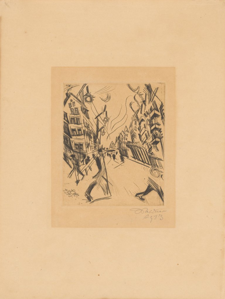 Auf diesem Bild ist das folgende Kunstwerk zu sehen: Ludwig Meidner. „Wilmersdorfer Straße“. 1913.