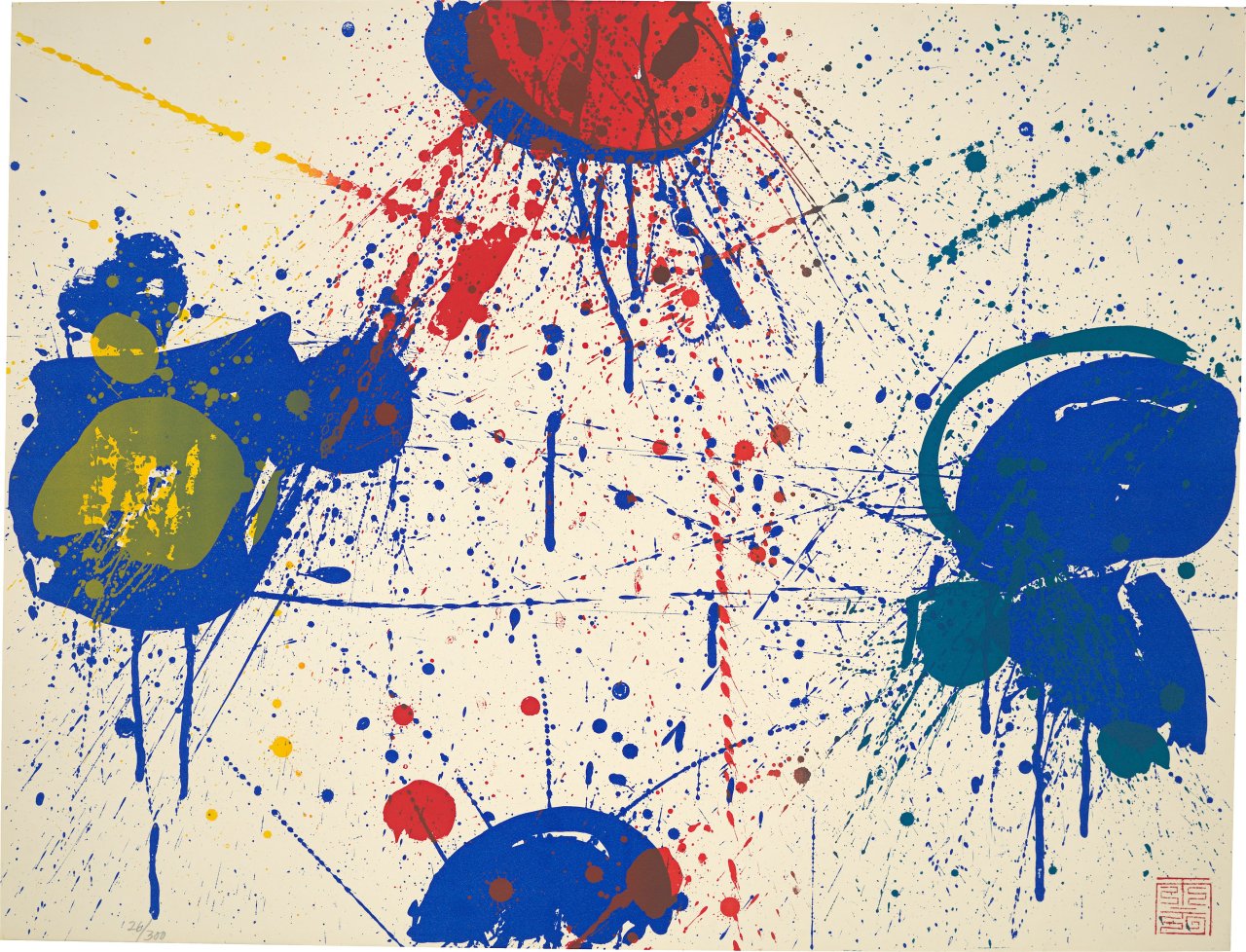 Auf diesem Bild ist das folgende Kunstwerk zu sehen: Sam Francis. „The Upper Red“. 1963.