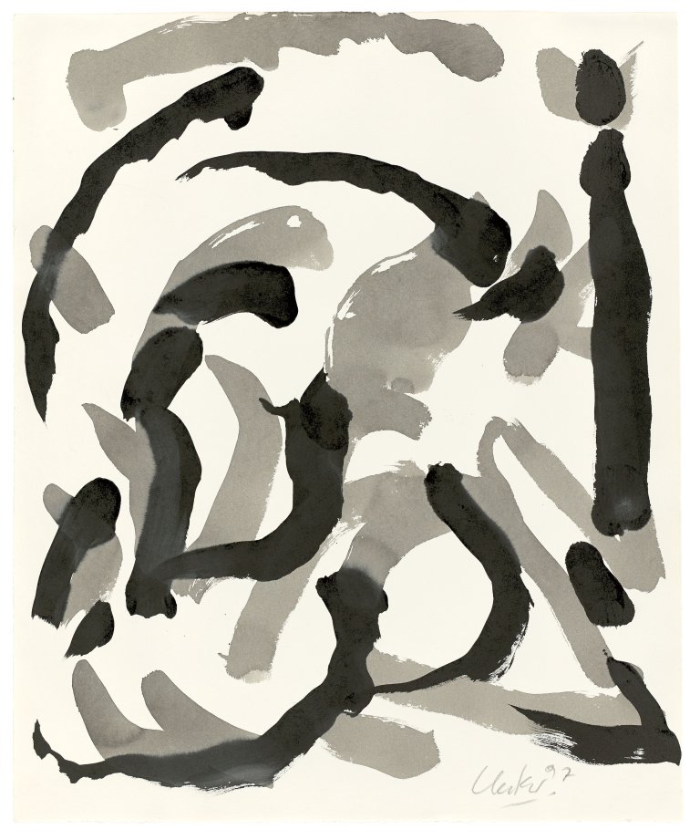 Auf diesem Bild ist das folgende Kunstwerk zu sehen: Günther Uecker. Ohne Titel (Archäologie des Reisens). 1997.