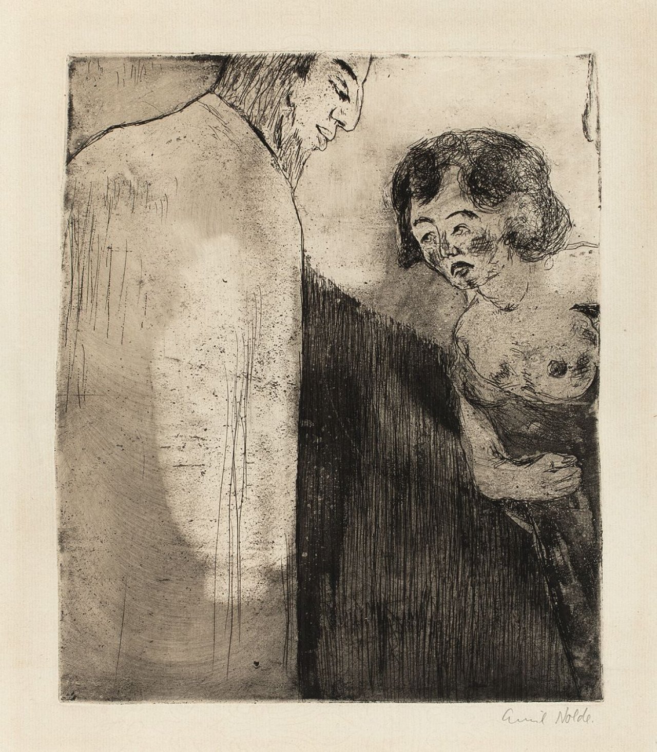 This picture shows the following artwork: Emil Nolde. „Christus und die Sünderin“. 1911.