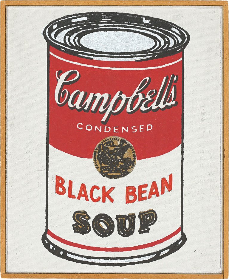 Auf diesem Bild ist das folgende Kunstwerk zu sehen: Richard Pettibone. „Campbell’s Soup Can (Black Bean)“, 1962, 1968. 1968.