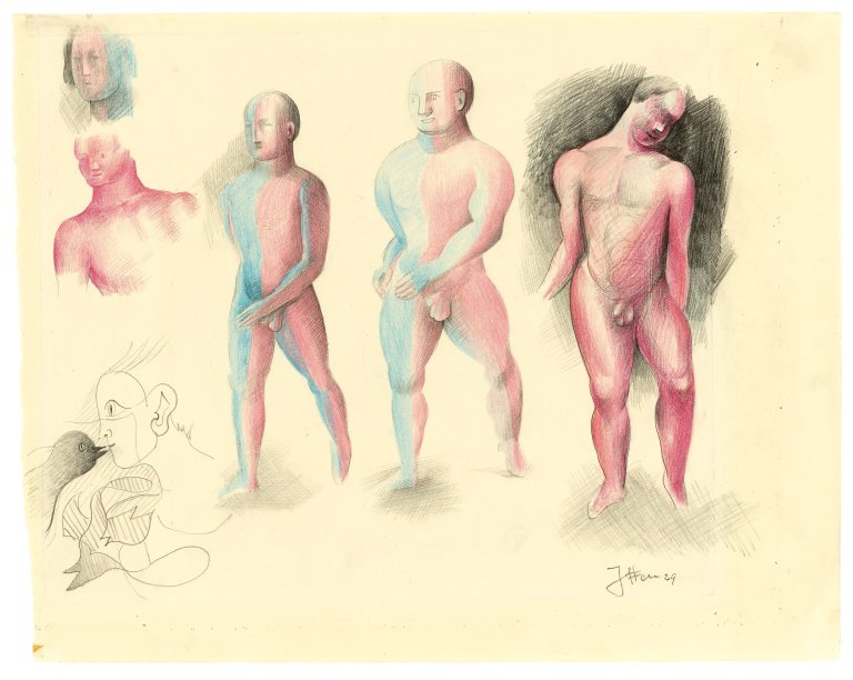 Auf diesem Bild ist das folgende Kunstwerk zu sehen: Johannes Itten. „Aktstudien “. 1929.