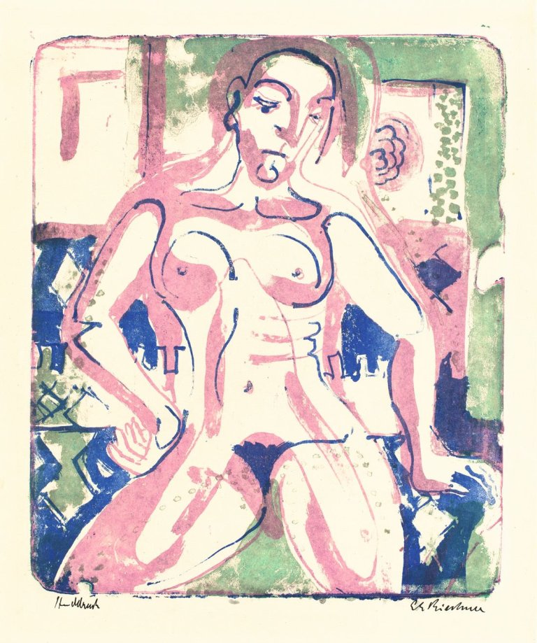 Auf diesem Bild ist das folgende Kunstwerk zu sehen: Ernst Ludwig Kirchner. „Nackte Frau“. 1927.