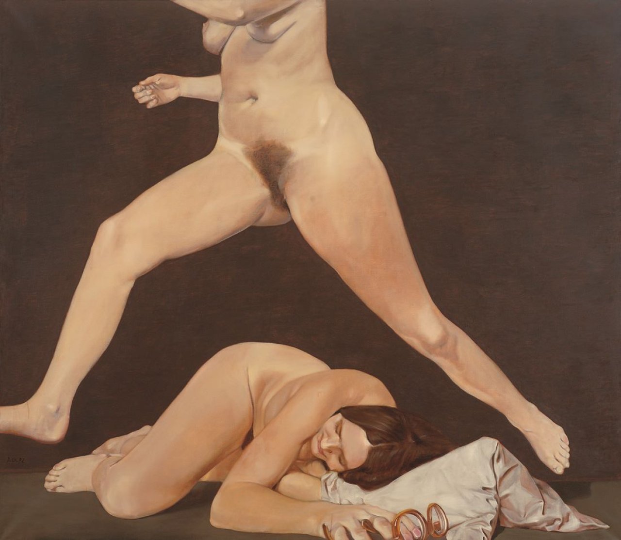 Auf diesem Bild ist das folgende Kunstwerk zu sehen: Johannes Grützke. „Darstellung einer Allegorie / Kunst und Wissenschaft“. 1972.