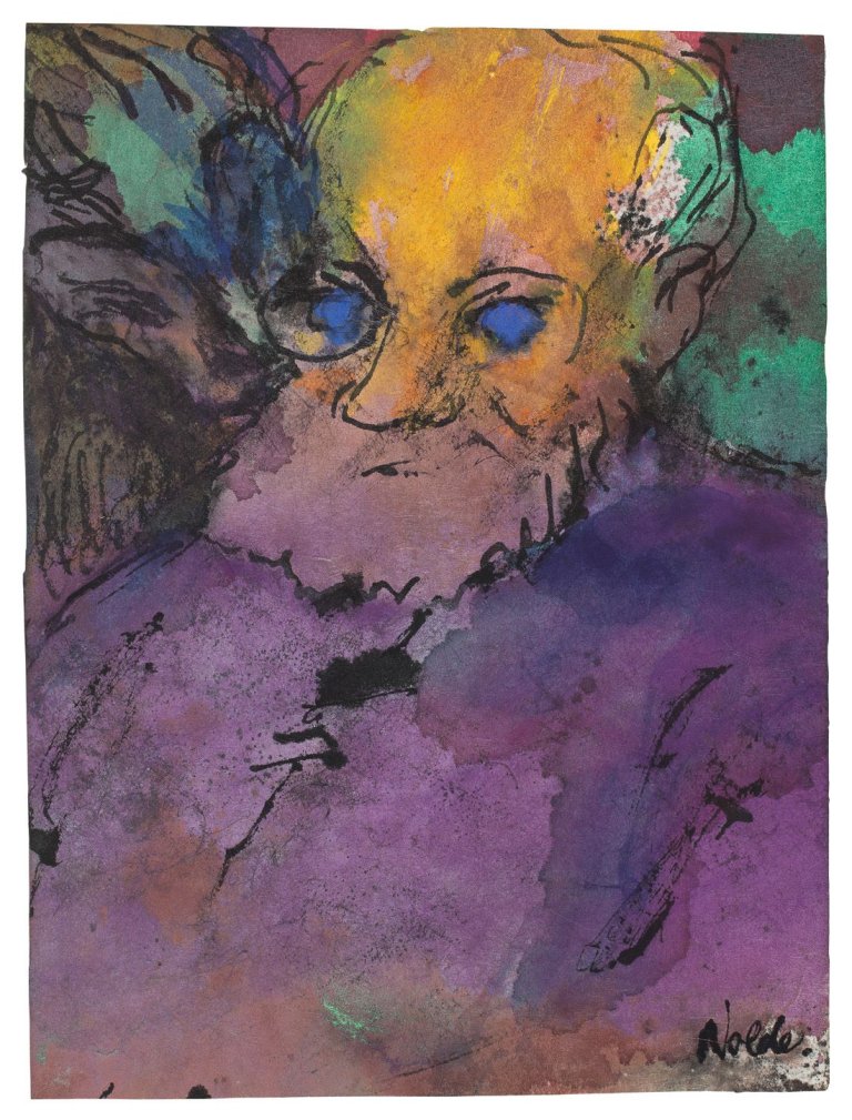 This picture shows the following artwork: Emil Nolde. „Bärtiger alter Mann mit blauen Augen“. Circa 1930.