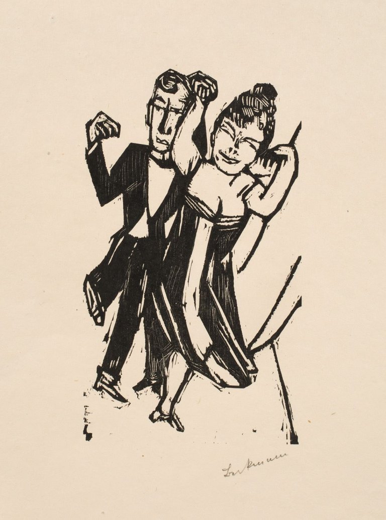 Auf diesem Bild ist das folgende Kunstwerk zu sehen: Max Beckmann. „Kleines tanzendes Paar“. 1923/24.