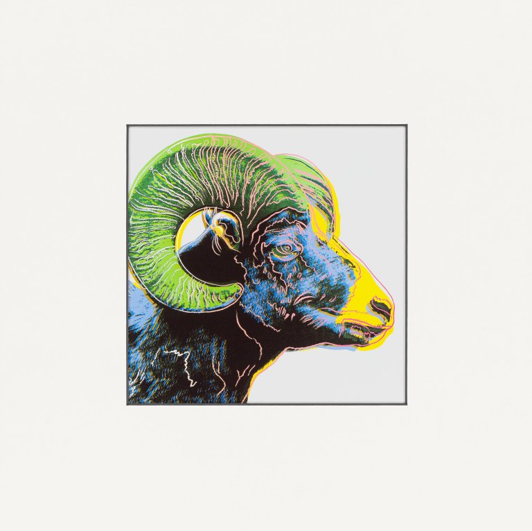 This picture shows the following artwork: Andy Warhol. Bighorn Ram. From: ”Endangered Species”. 1987.