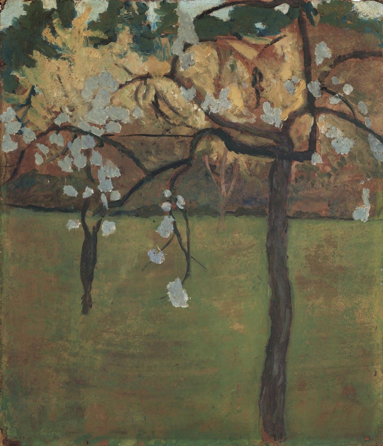 Auf diesem Bild ist das folgende Kunstwerk zu sehen: Paula Modersohn-Becker. „Blühender Apfelbaum II“. 1901.