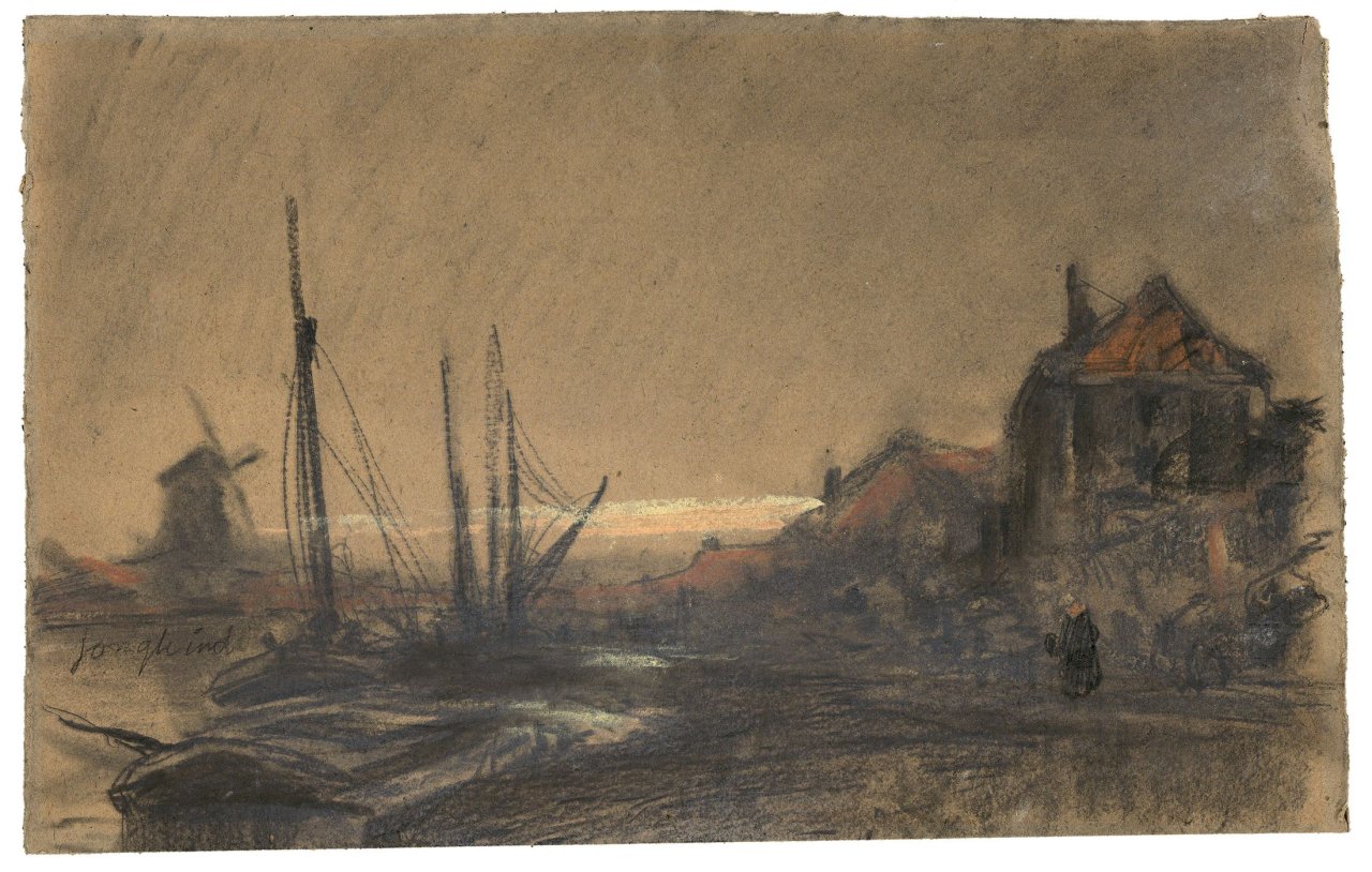 Auf diesem Bild ist das folgende Kunstwerk zu sehen: Johan Barthold Jongkind. Hafen im Abendlicht.
