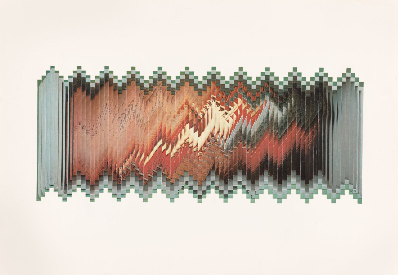 This picture shows the following artwork: Jiří Kolář. ”Pozdrav Panu V.” (Greeting Mr. Vostell). 1980.
